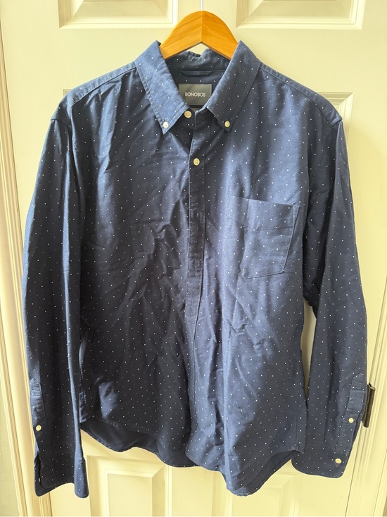 Bonobos Other - Bonobos Navy Blue Button-Down Shirt with Tiny White Dots